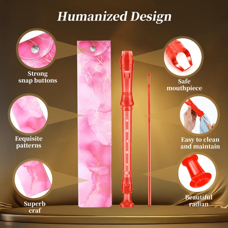 Yop-yes Descant Soprano Music Recorder Instrument For Kids Flute Kids Recorder With Cleaning Rod + Case Bag (Crystal red) - Image 4